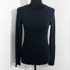 J.Crew Black Long Sleeve Crewneck Pullover Top Stretch But Fitted EUC